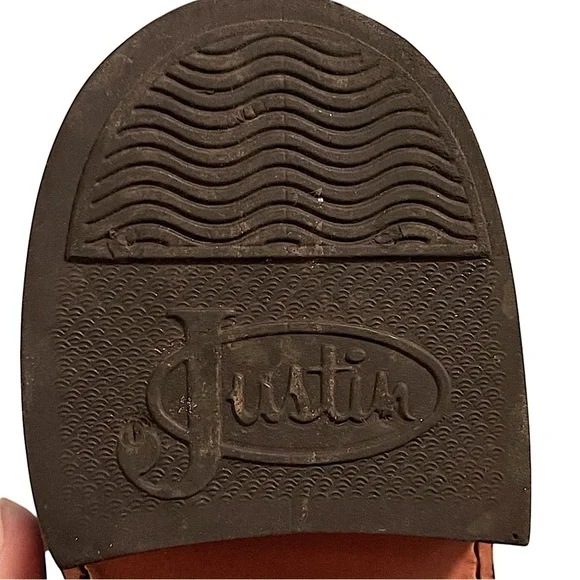 Justin Chestnut Marbled Deerlite Ladies Roper Western Boots Size 7.5B - Picture 8 of 13